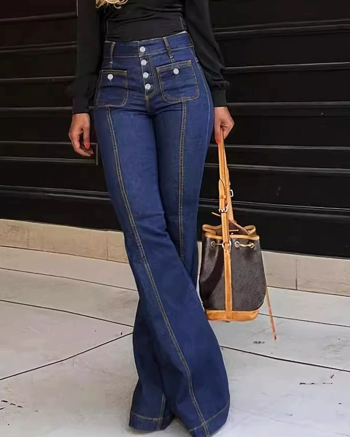 🤩🤩Women's Button-Front High-Waist Flare Jeans