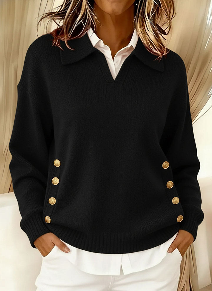 🤩🤩 Women's Comfortable Metal Buckle Pullover Cashmere Sweater