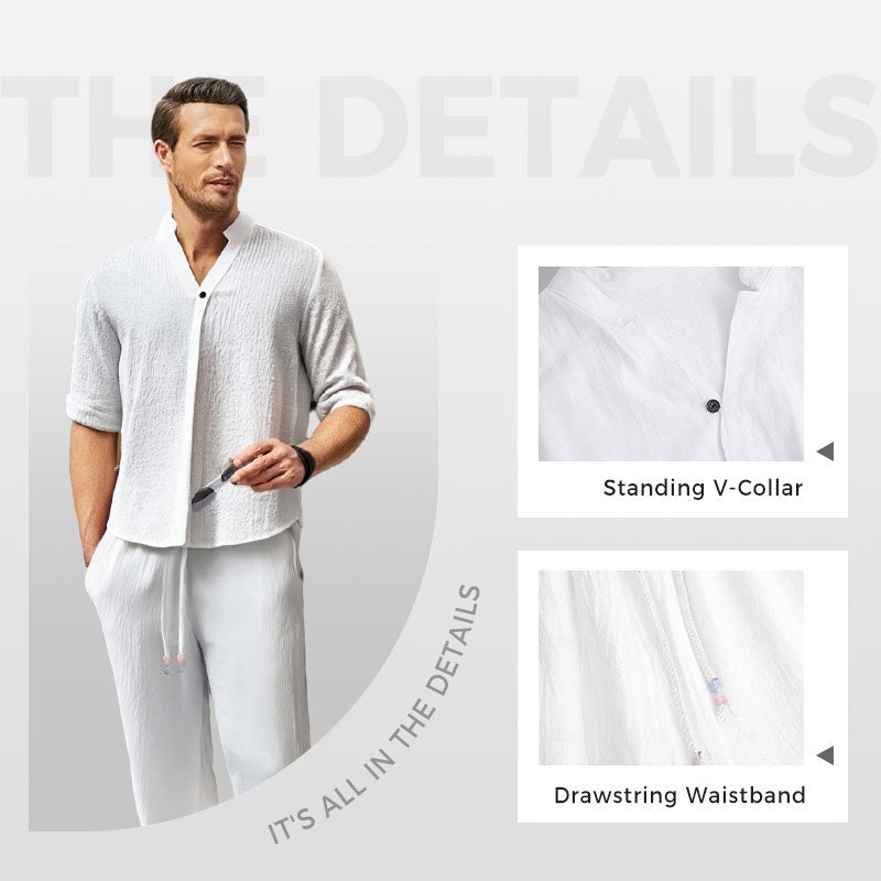 Men's Trendy Cotton Linen Top & Pants Two-Piece Set🎉BIG SALE-50% OFF