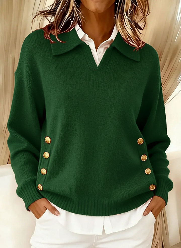 🤩🤩 Women's Comfortable Metal Buckle Pullover Cashmere Sweater
