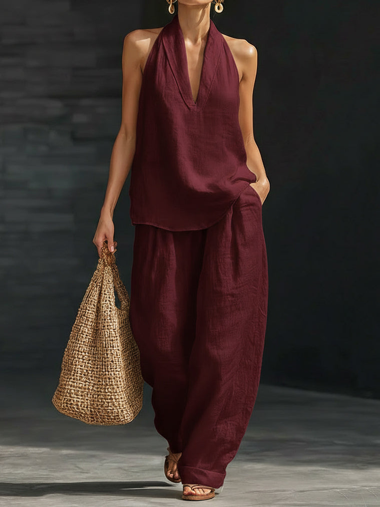 🤩🤩Casual And Cozy Minimalist Linen Two-piece Set(Buy 2 Free Shipping)