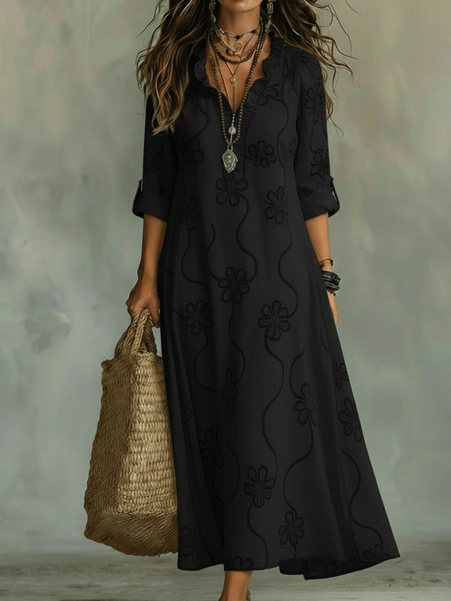 🤩🤩Retro Ruffled Collar Floral A-line Dress(Buy 2 Free Shipping)