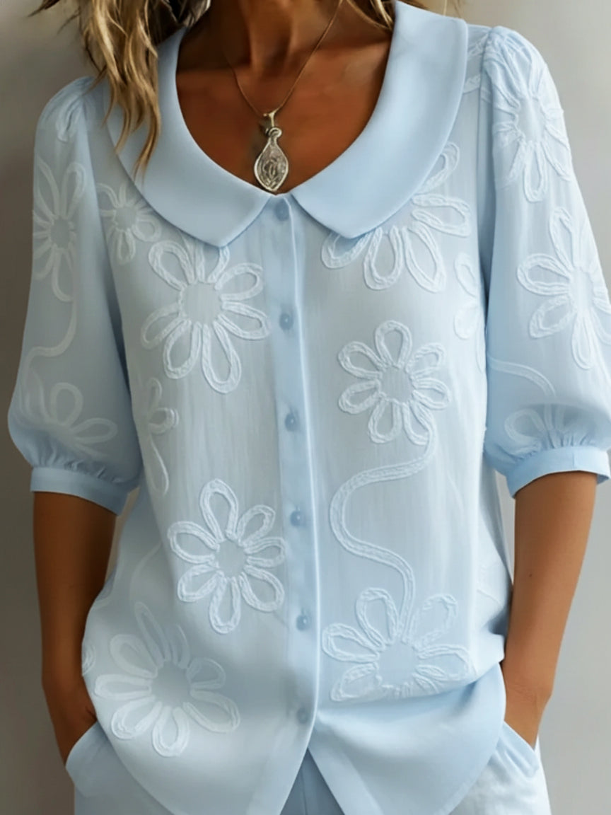 🤩🤩Vintage Peter Pan Collar Embroidered Floral Shirt(Buy 2 Free Shipping)