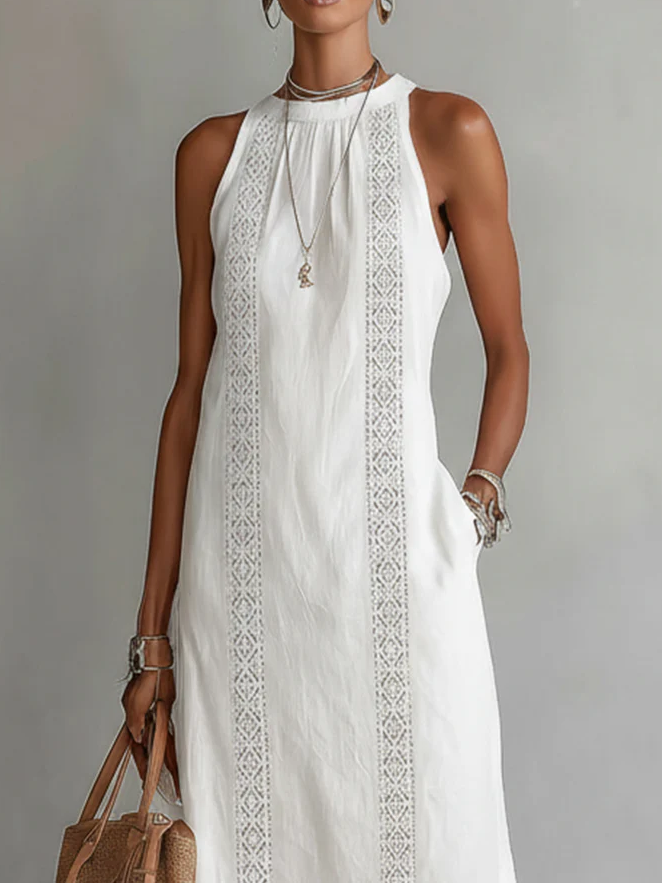 🤩🤩 Retro Cozy Lace Minimalist Linen Dress — Timeless. Elegant. Effortlessly You.