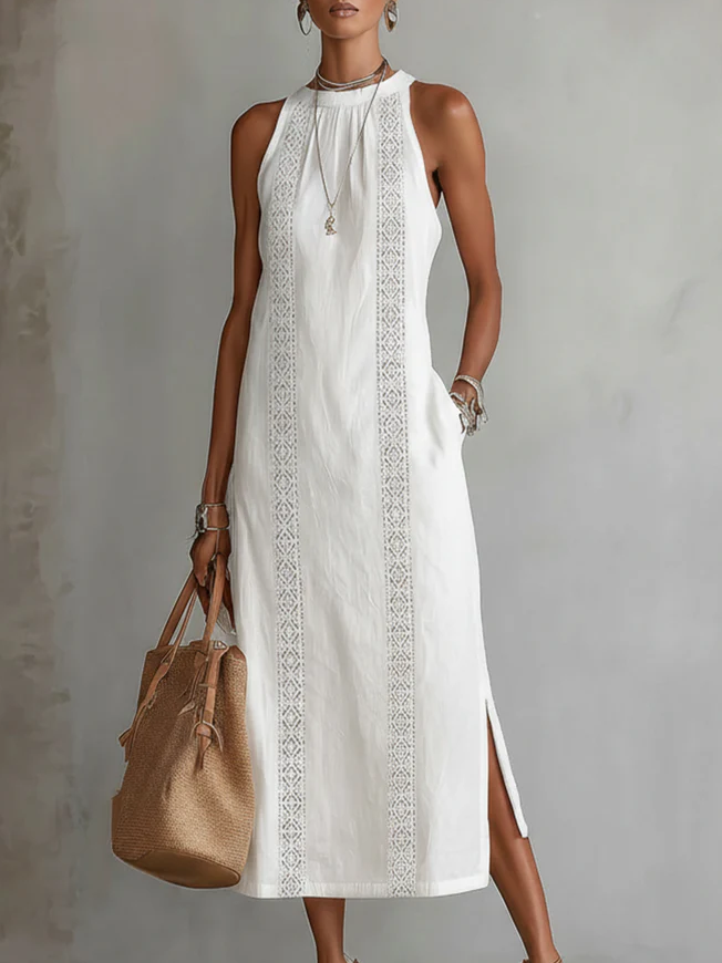 🤩🤩 Retro Cozy Lace Minimalist Linen Dress — Timeless. Elegant. Effortlessly You.