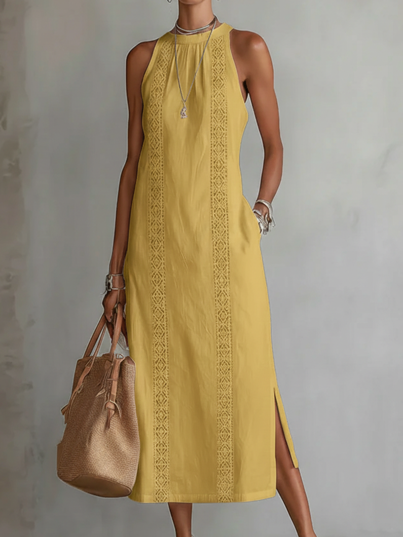 🤩🤩 Retro Cozy Lace Minimalist Linen Dress — Timeless. Elegant. Effortlessly You.