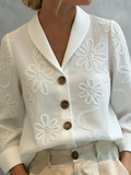 💝💝Vintage Floral Embroidered Shawl Collar Blouse