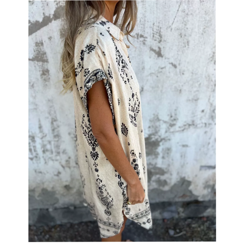 🤩🤩Spring Specials💐 Loose-Fit Printed Short Sleeve Dress with Pockets