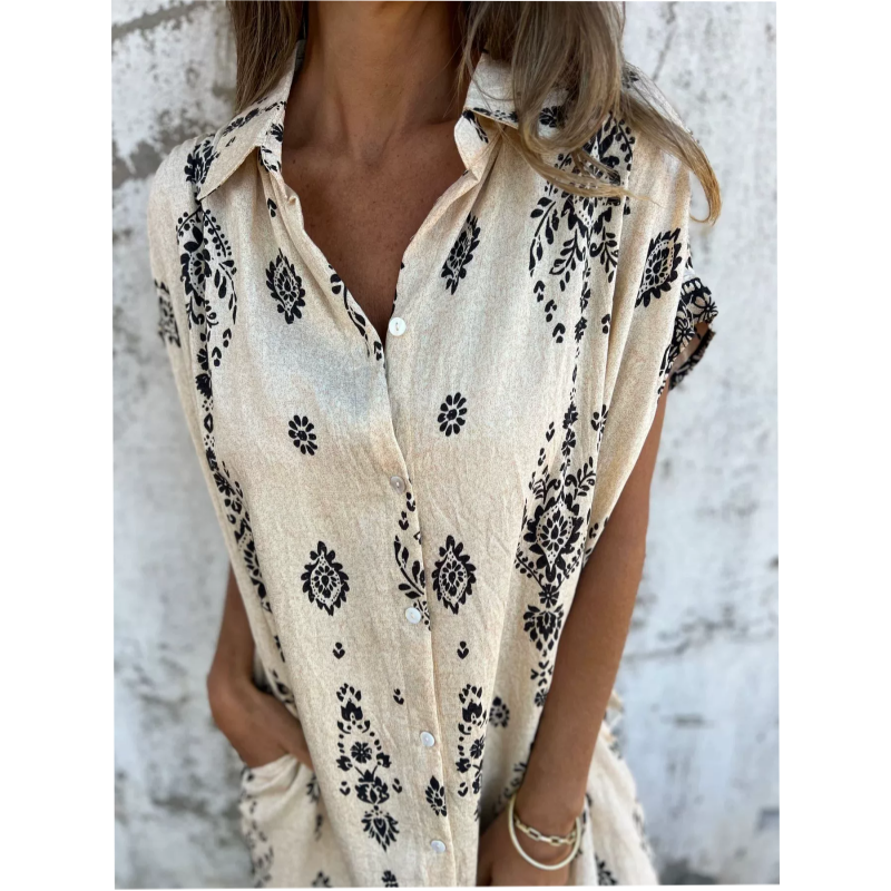 🤩🤩Spring Specials💐 Loose-Fit Printed Short Sleeve Dress with Pockets