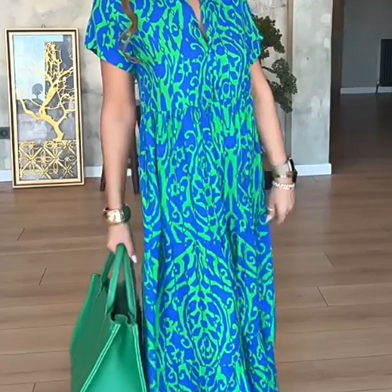 🤩🤩Time-limited Special⏰Women's Casual Print A-Line Long Dress