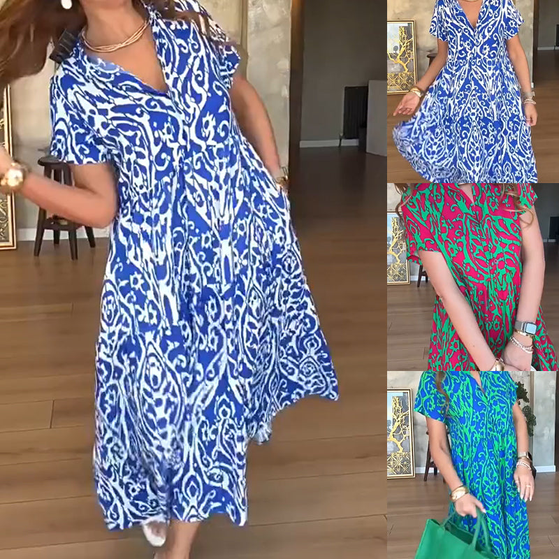 🤩🤩Time-limited Special⏰Women's Casual Print A-Line Long Dress