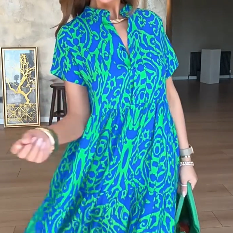 🤩🤩Time-limited Special⏰Women's Casual Print A-Line Long Dress